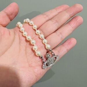 Vivienne Westwood Pearl Necklace (Choker) with Silver Orb